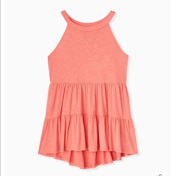 torrid Tops - Torrid size 1 choker top coral tiered bottom shirred hem